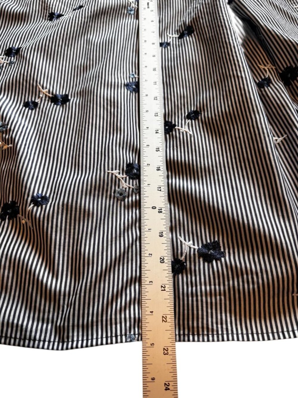 Michael Kors XL Off The Shoulder Blouse Striped Floral Embroidered Tie Strap - Picture 7 of 9